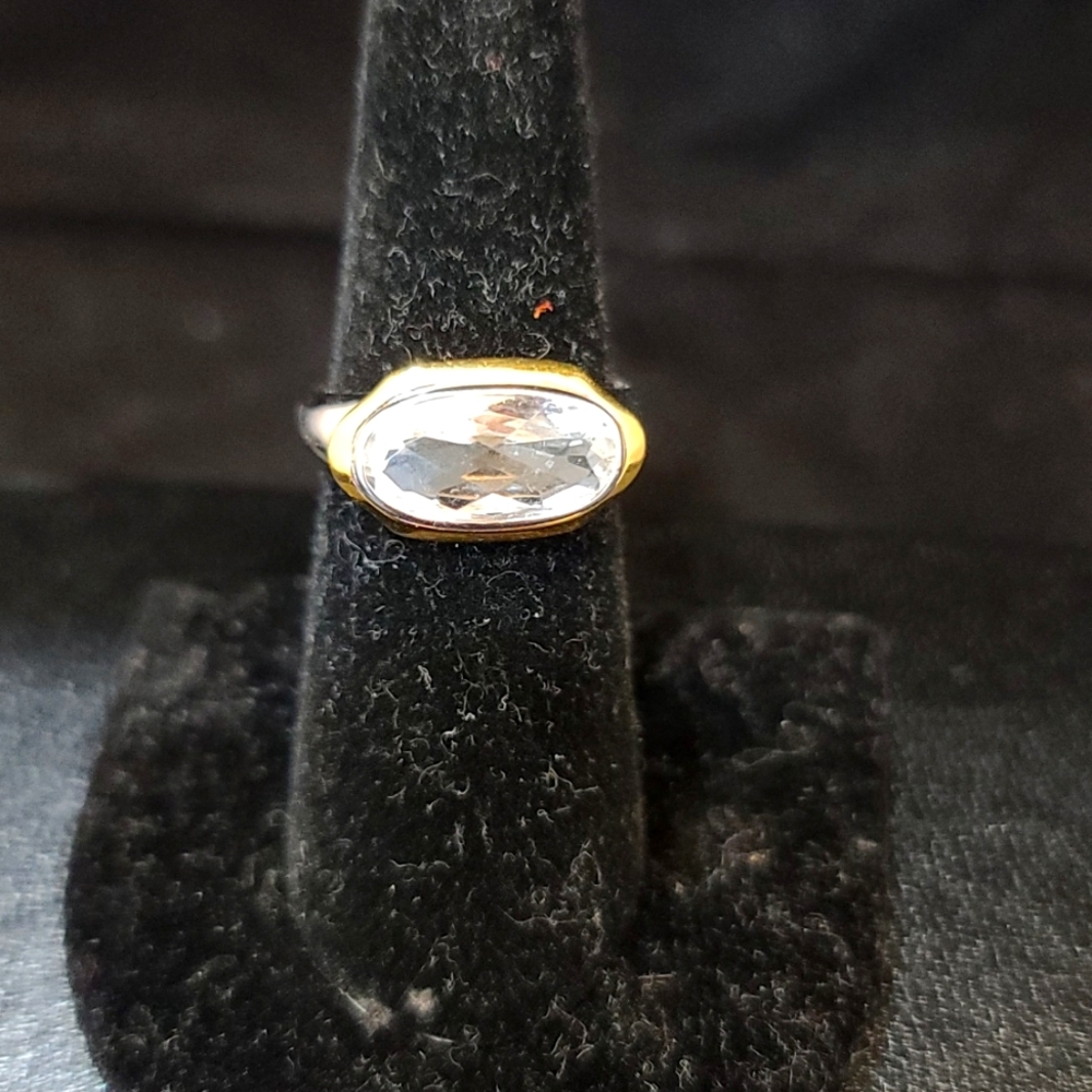 Elle Designer Sterling Silver Quartz Modern Ring